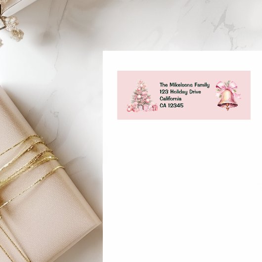 Étiquette Noël rétro rose