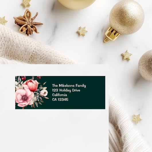 Étiquette Noël rétro rose