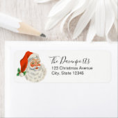 Étiquette Noël rétro Vintage Jolly au Père Noël (En situation)