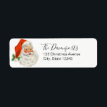 Étiquette Noël rétro Vintage Jolly au Père Noël<br><div class="desc">Étiquettes de adresse avec une photo rétro festive. Le vieux père Noël de Jolly avec ses joues roses rouges et son sourire chaleureux et amical. Un peu de nostalgie de l'ancienne école pour les anciens,  cette image rappelle les souvenirs des célébrations du passé de Noël.</div>