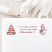 Étiquette Noël rose (En situation)