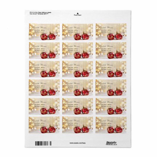 Étiquette Noël Rouge (Feuille entière)