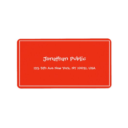 Étiquette Noël Rouge Blanc Calligraphié Adresse du Modèle (Devant)