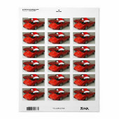 Étiquette Noël Rouge Corvette Classic Split Fenêtre (Feuille entière)