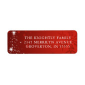 Étiquette Noël Rouge étoile blanche Arbre à neige (Devant)