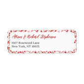 Étiquette Noël Rouge Feuillage Motif Moderne Elegant Berry (Devant)