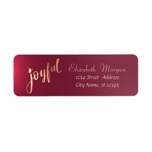 Étiquette Noël, Rouge Joyeux, Fêtes (Devant)