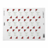 Étiquette Noël Rouge Poinsettia Fleurs Mariage (Feuille entière)