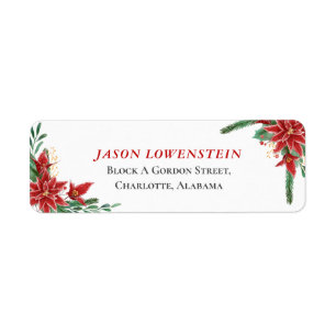 Étiquette Noël Rouge Poinsettia   MARIAGE