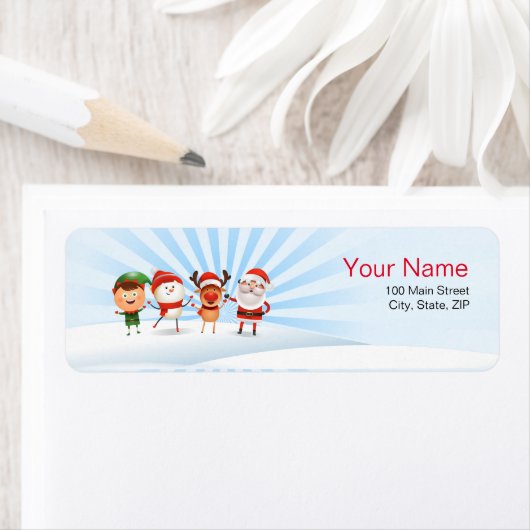 Étiquette Noël Rudolf Le renne et les amis (En situation)