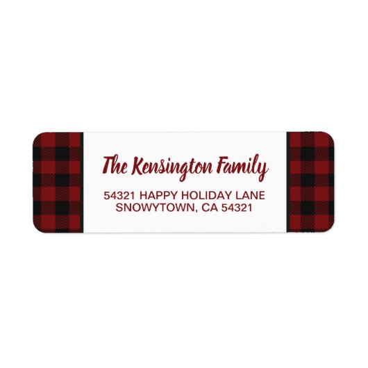 Étiquette Noël Russe Rouge Buffalo Plaid Holiday (Devant)