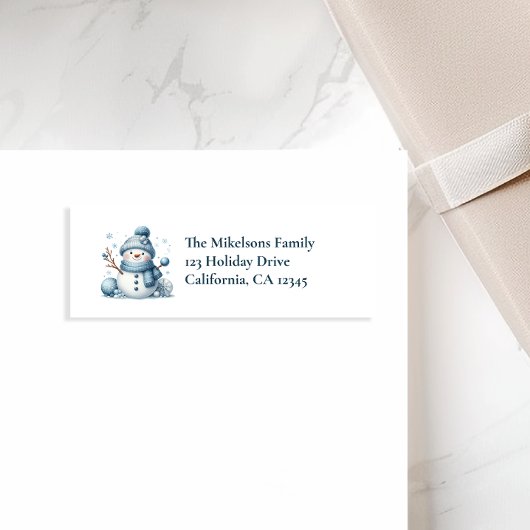 Étiquette Noël rustique bleu cosy