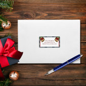 Étiquette Noël Rustique Bleu Rouge Plaid Gold Bell Adresse