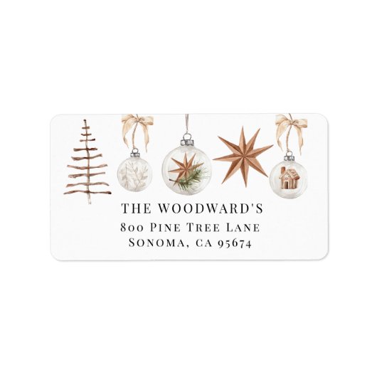 Étiquette Noël rustique Boho Watercolor (Devant)