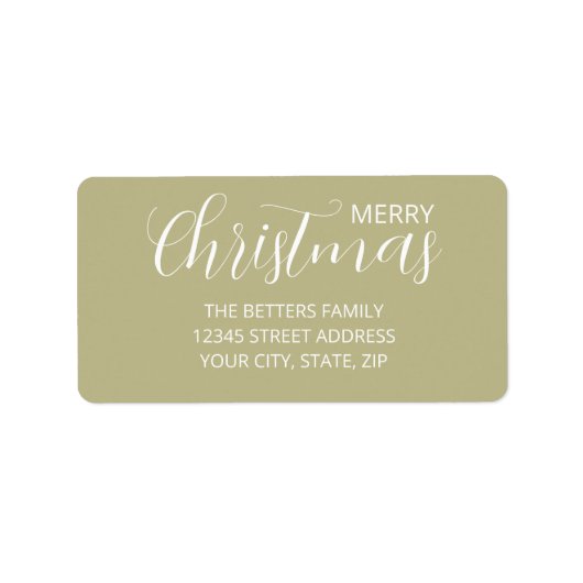 Étiquette Noël Sage Vert Élégant Simple et Propre (Devant)