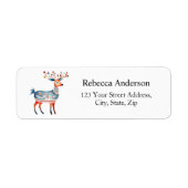 Étiquette Noël scandinave Floral & Reindeer Retour (Devant)