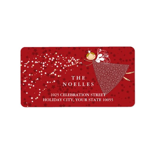 Étiquette Noël Snowflakes Magique Fée Adresse de vacances (Devant)