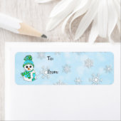 Étiquette Noël Snowman et Snowflakes de et vers (En situation)