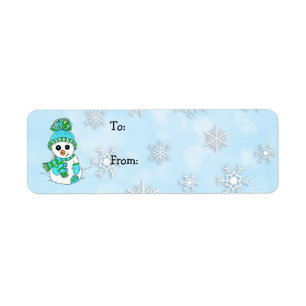 Étiquette Noël Snowman et Snowflakes de et vers