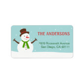 Étiquette Noël Snowman mignon Salutation de Joyeuses vacance (Devant)