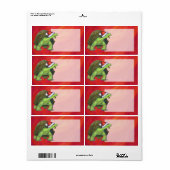 Étiquette Noël Tortue Sur Rouge (Feuille entière)