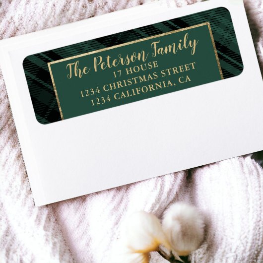 Étiquette Noël traditionnel rustique vert et doré