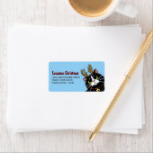 Étiquette Noël Tuxedo Cat Reindee (En situation)