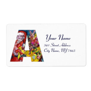 ÉTIQUETTE NOËL UNE LETTRE / PÈRE NOËL AVEC CADEAUX MONOGRAMM