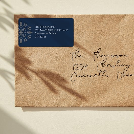 Étiquette Noël Vacances Simple Marine Flèche de neige bleue