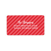 Étiquette Noël Vacances Simple Rouge rayé Minimaliste (Devant)