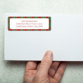 Étiquette Noël Vacances Simple Rouge Vert Festif Plaid