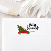 Étiquette Noël vintage Red Truck (En situation)