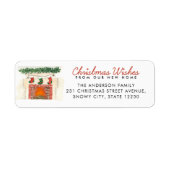 Étiquette Noël Voeux Cheminée Nouvelle Maison Vacances Démén (Devant)