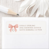 Étiquette Nœud aquarelle rose blush monogramme (En situation)