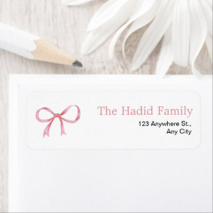 Étiquette Nœud rose aquarelle 