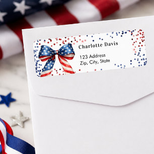 Étiquette Nœud rouge blanc bleu patriotique USA adresse de r