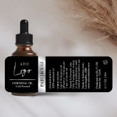 Étiquette Noir & Argent Logo Cosmétique Essential Oil Bottle