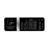 Étiquette Noir & Argent Logo Cosmétique Essential Oil Bottle (Devant)