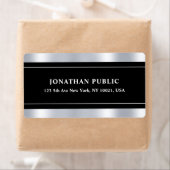 Étiquette Noir Argent Modèle Élégant Moderne Glamour (En situation)