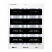 Étiquette Noir Argent Modèle Élégant Moderne Glamour (Feuille entière)