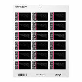 Étiquette Noir avec Pink Passion Damas (Feuille entière)