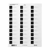 Étiquette Noir & Blanc | Adresse de retour (Feuille entière)