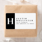 Étiquette Noir & Blanc | Adresse de retour en gras classique (En situation)