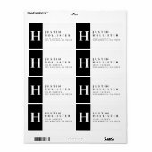 Étiquette Noir & Blanc | Adresse de retour en gras classique (Feuille entière)