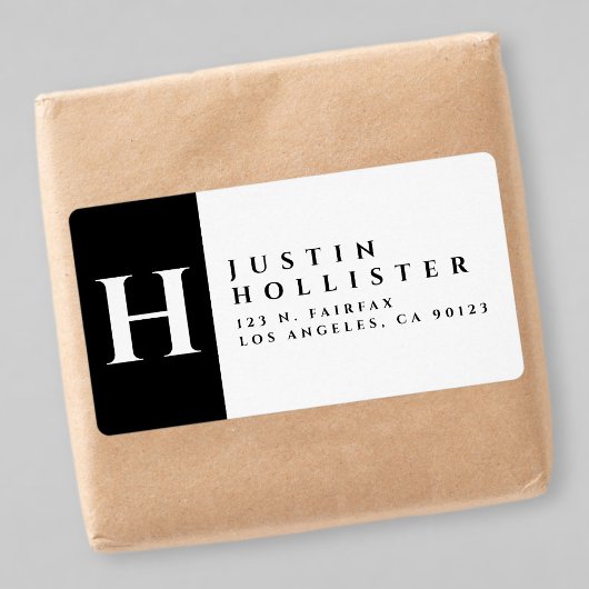 Étiquette Noir & Blanc | Adresse de retour en gras classique