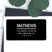 Étiquette Noir & Blanc | Adresse de retour en gras moderne