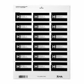 Étiquette Noir & Blanc | Adresse de retour moderne (Feuille entière)