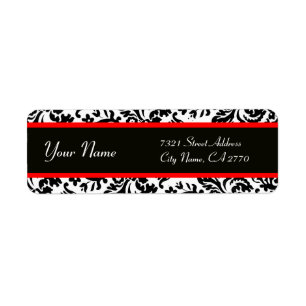 ÉTIQUETTE NOIR BLANC ART ROUGE NOUVEAU DAMASK