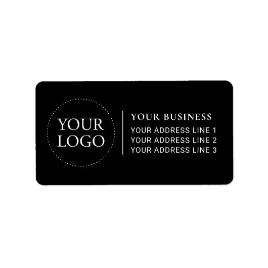 Étiquette Noir & Blanc | Logo d'entreprise personnalisé (Devant)