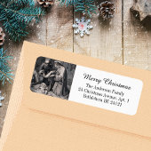 Étiquette Noir Blanc Nativité chrétienne